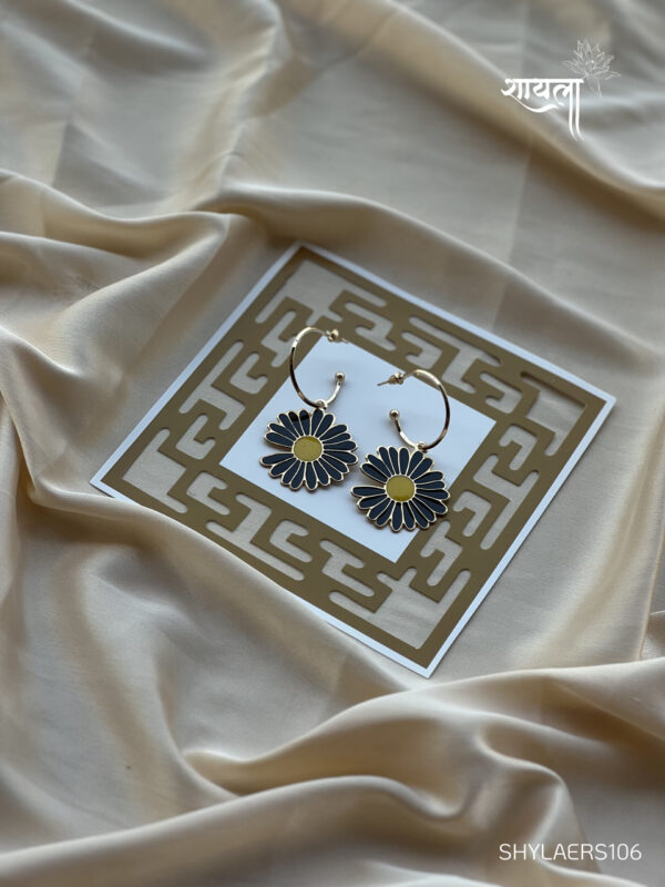 Black Lily Golden Drop Earrings - Image 3