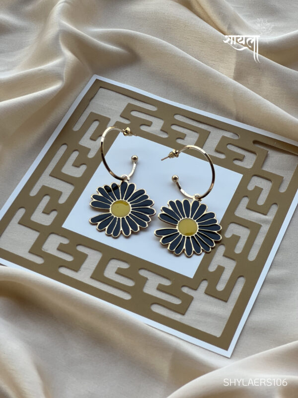 Black Lily Golden Drop Earrings - Image 4
