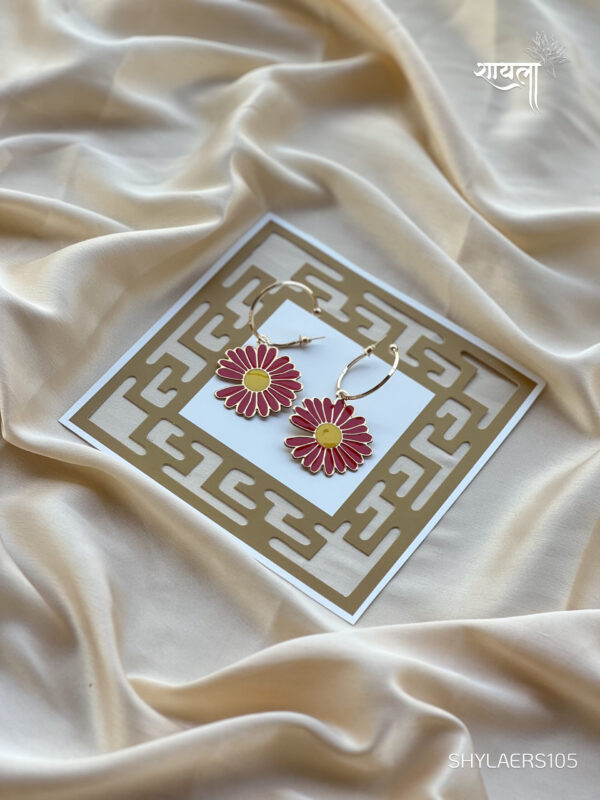 Red Lily Golden Drop Earring - Image 4