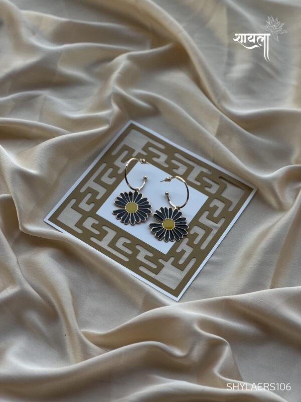 Black Lily Golden Drop Earrings - Image 5