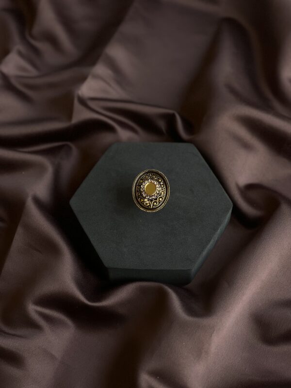 Old World Charm Golden Oxidized Ring - Image 3