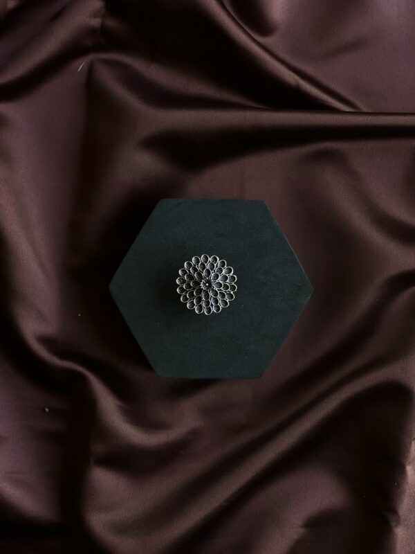 Dark Flower Bloom Oxidized Ring - Image 2