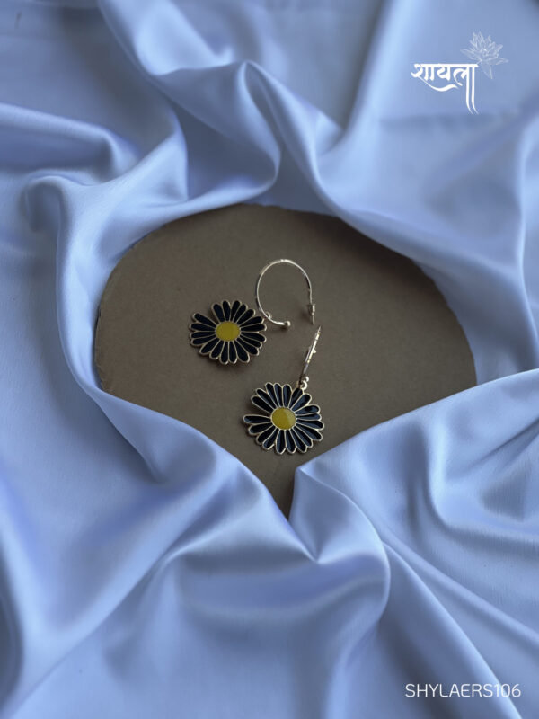 Black Lily Golden Drop Earrings - Image 2