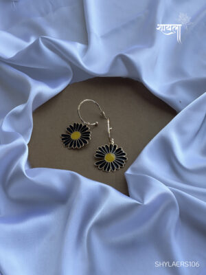 Black Lily Golden Drop Earrings