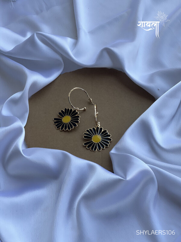 Black Lily Golden Drop Earrings