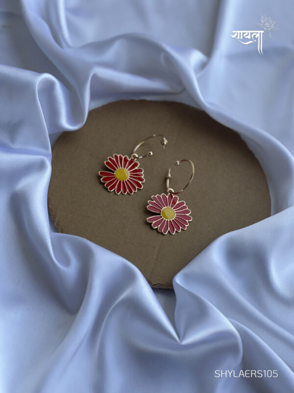 Red Lily Golden Drop Earring - Image 2