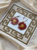 Red Lily Golden Drop Earring