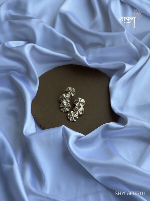Raw Gold Button Earring - Image 3