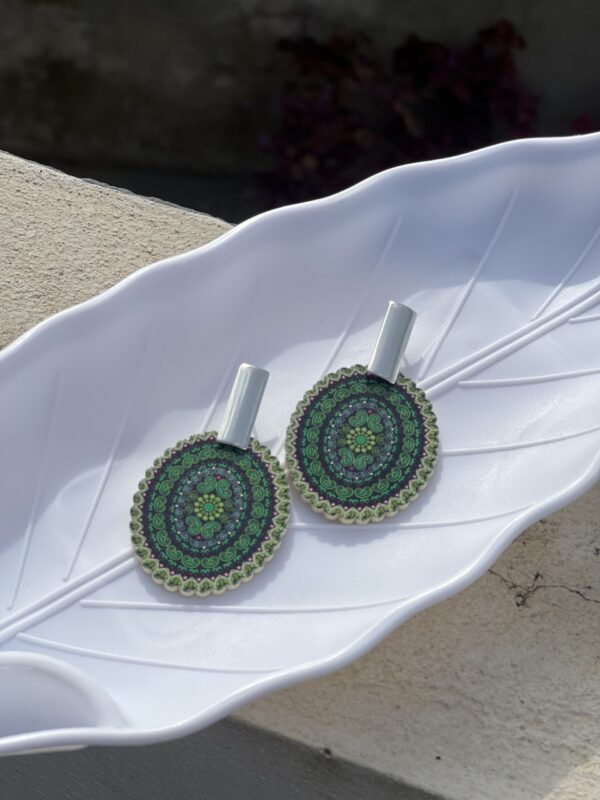 Green Abstract Handmade Earring