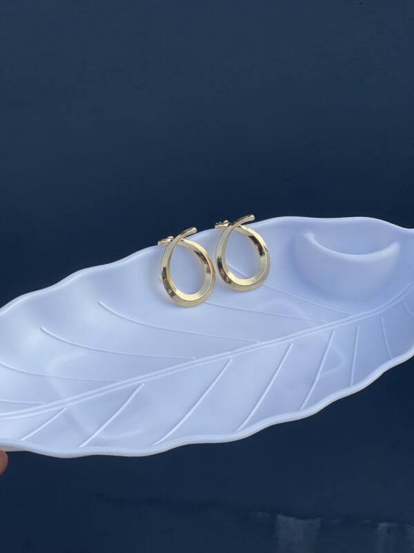Golden Glossy Omega Earring - Image 3