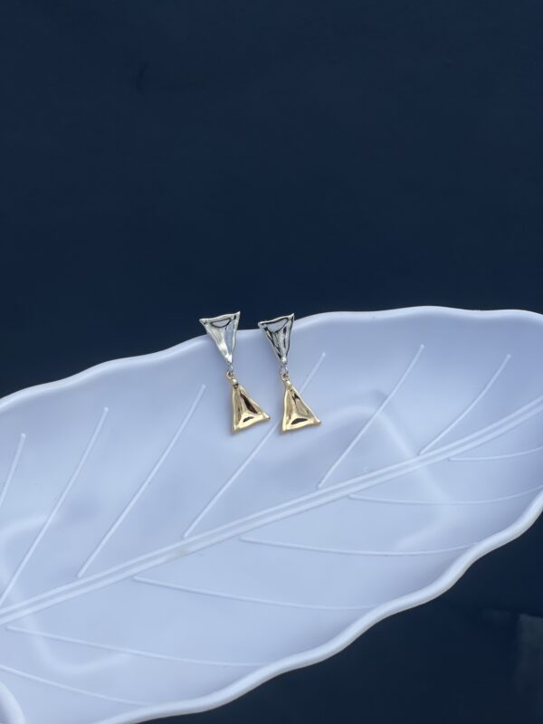 Duel tone Minimal Tringle Earring - Image 2