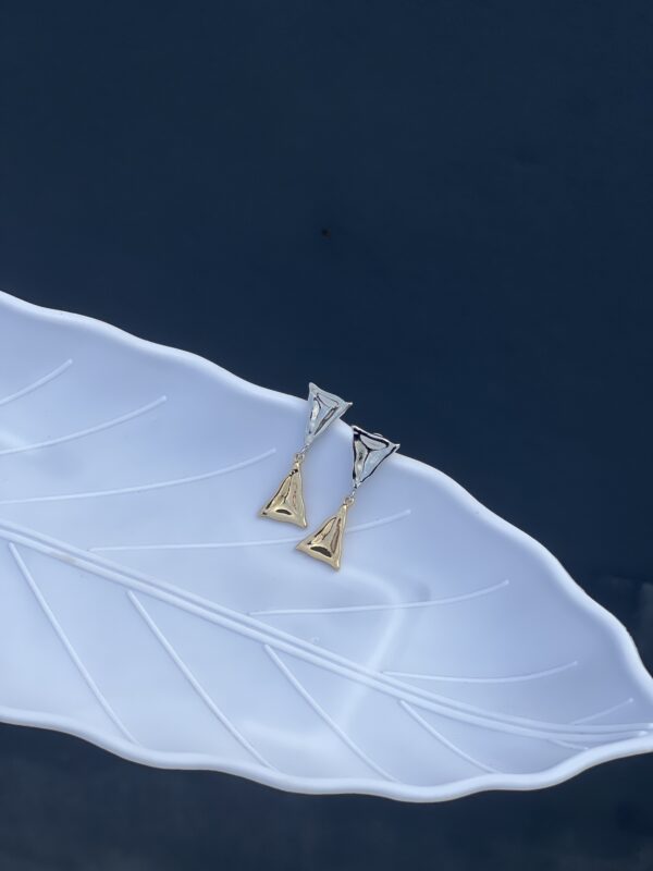 Duel tone Minimal Tringle Earring - Image 3
