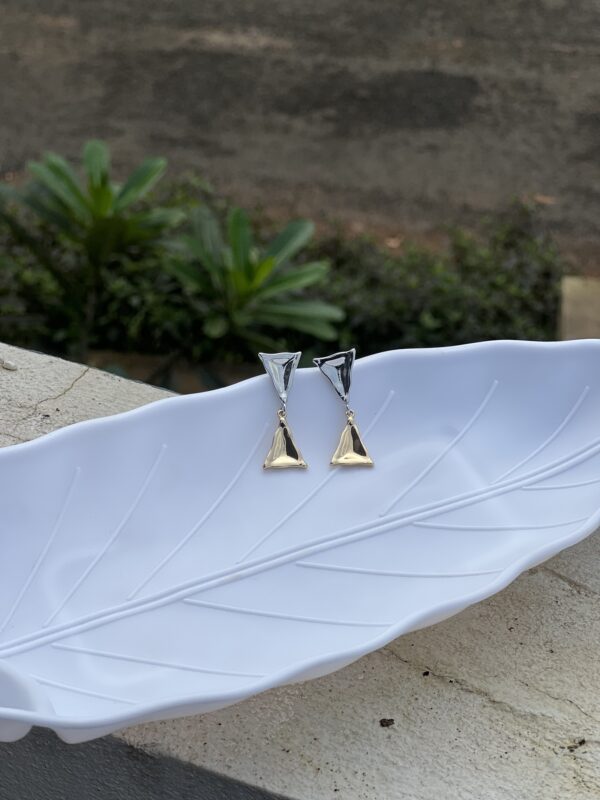 Duel tone Minimal Tringle Earring