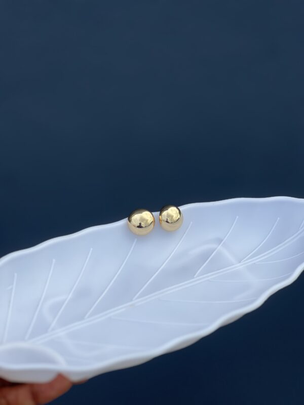 Golden Glossy Round Pop Stud Earring - Image 2