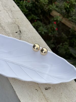 Golden Glossy Round Pop Stud Earring