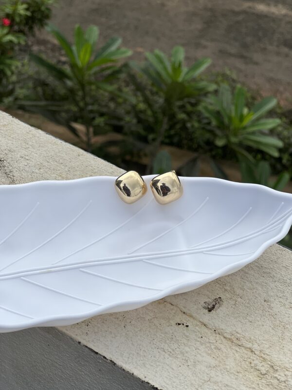 Golden Glossy Square Pop Stud Earring - Image 3