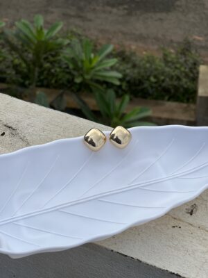 Golden Glossy Square Pop Stud Earring