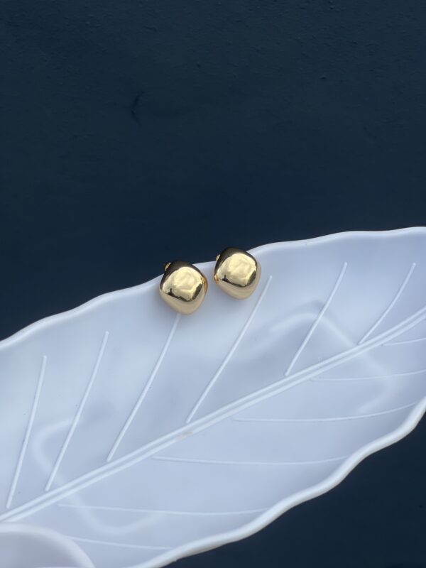 Golden Glossy Square Pop Stud Earring - Image 2