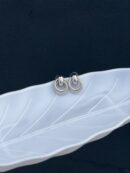Silver Shiny Two Rings Drop Earring