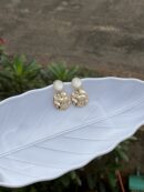 White Golden Lustrous Abstract Earring