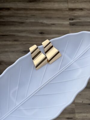 Champagne Golden Zig-Zag Plate Earring
