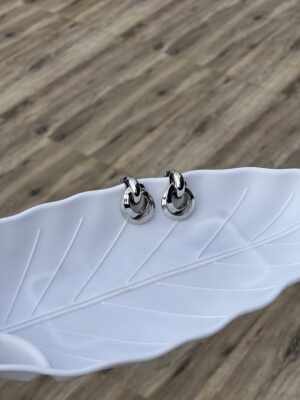 Silver Lavish Two Rings Drop Earring