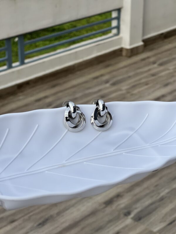 Silver Lavish Two Rings Drop Earring - Image 2
