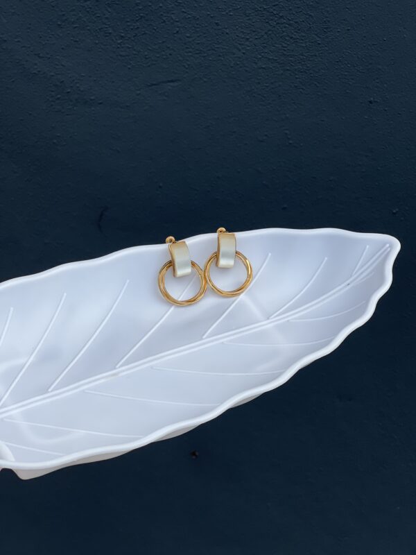 Ornate Two Rings Minimal Earrings - Image 2