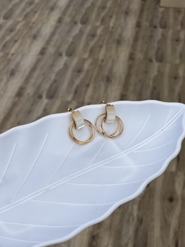 Ornate Two Rings Minimal Earrings