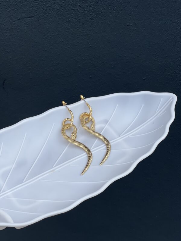 Honey Gold Snake Inspired Earrings - Image 3