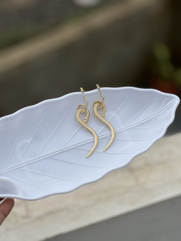 Honey Gold Snake Inspired Earrings - Image 4