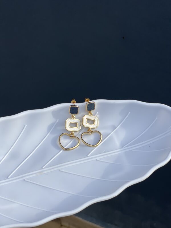 Minimal Heart Charm Long Earrings - Image 2