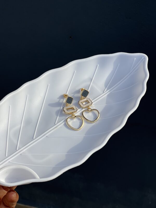Minimal Heart Charm Long Earrings - Image 3
