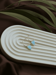 Aqua Heart Hoop Earrings