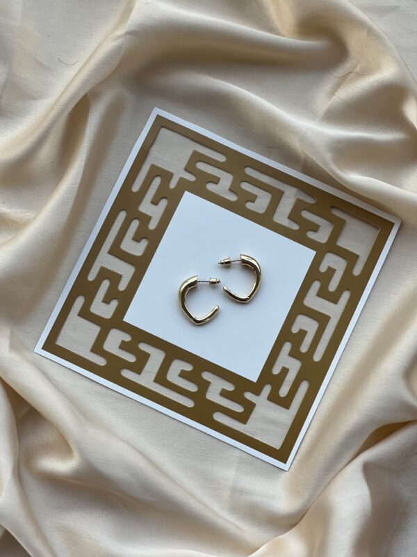 C Shape Light Weight Golden Hoops - Image 3