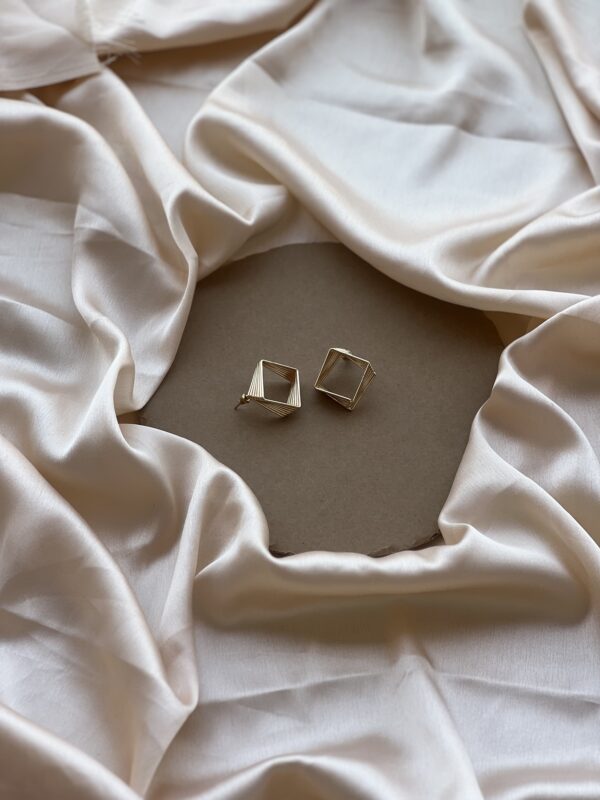 Square Spring Soft Gold Earrings - Image 2
