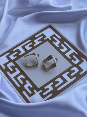 Square Spring Soft Gold Earrings