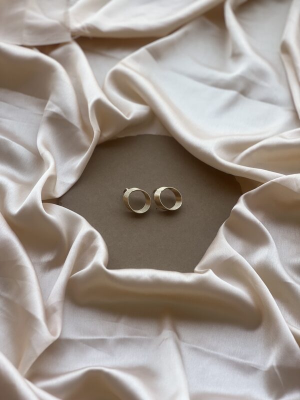 Round Spring Soft Gold Earrings - Image 2