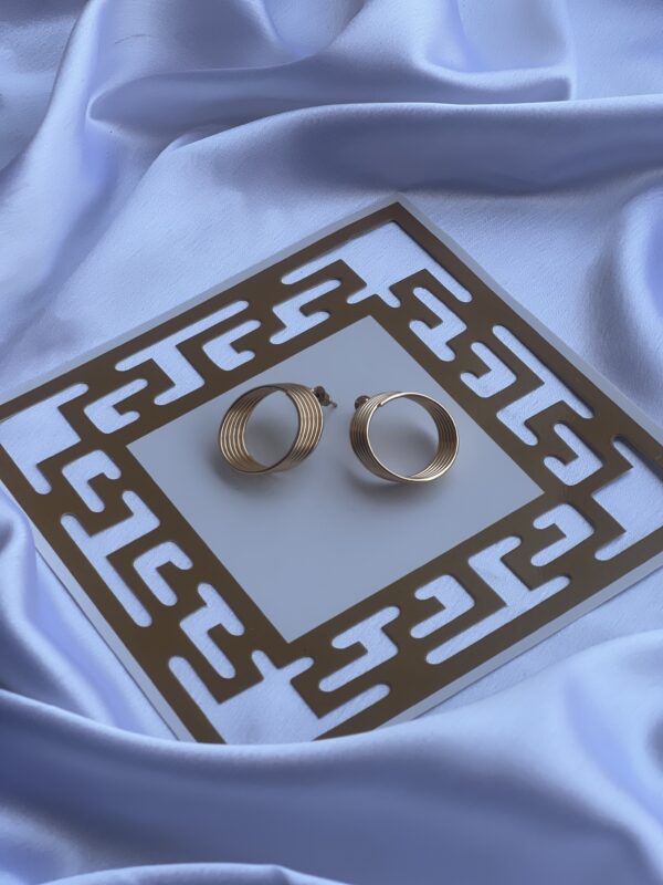 Round Spring Soft Gold Earrings - Image 3