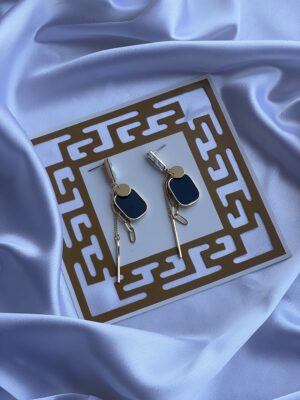 Shimmering Solitaire Black Long Earring