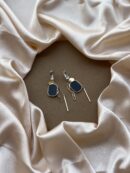 Shimmering Solitaire Black Long Earring