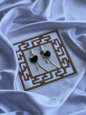 Solitaire Heart Long Earring