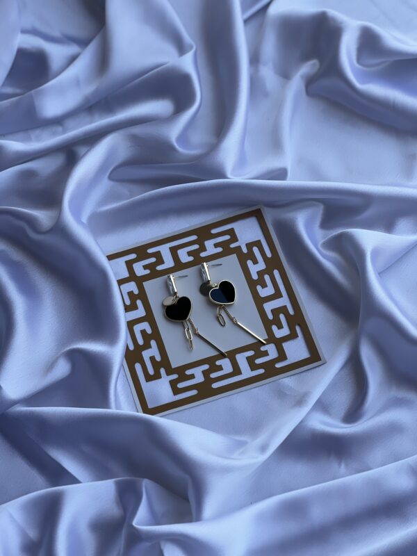 Solitaire Heart Long Earring - Image 2