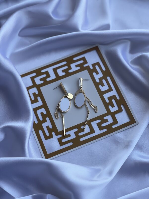 Solitaire White Charm Long Earring - Image 2