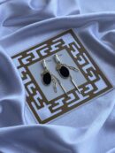 Solitaire Black Charm Long Earring