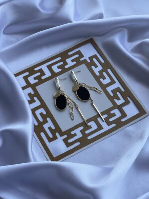 Solitaire Black Charm Long Earring
