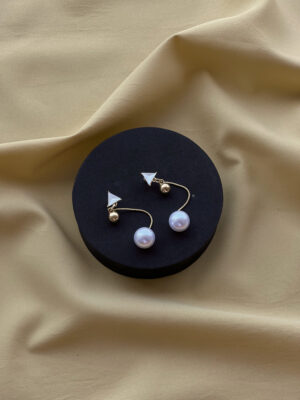 White Triangle Long Tail Earring
