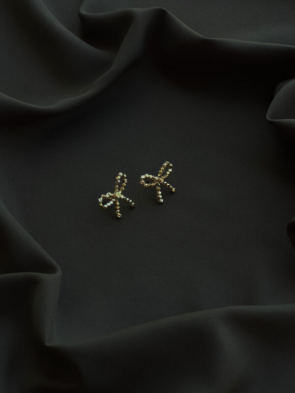 Pixeled Bow Anti Tarnish flower Earring - Image 2