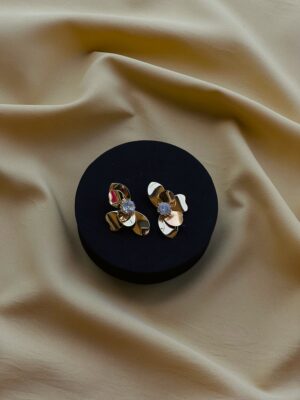 Metallic Golden Studded Flower Earring