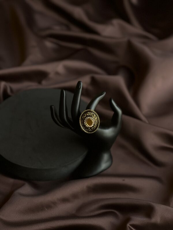 Old World Charm Golden Oxidized Ring - Image 5